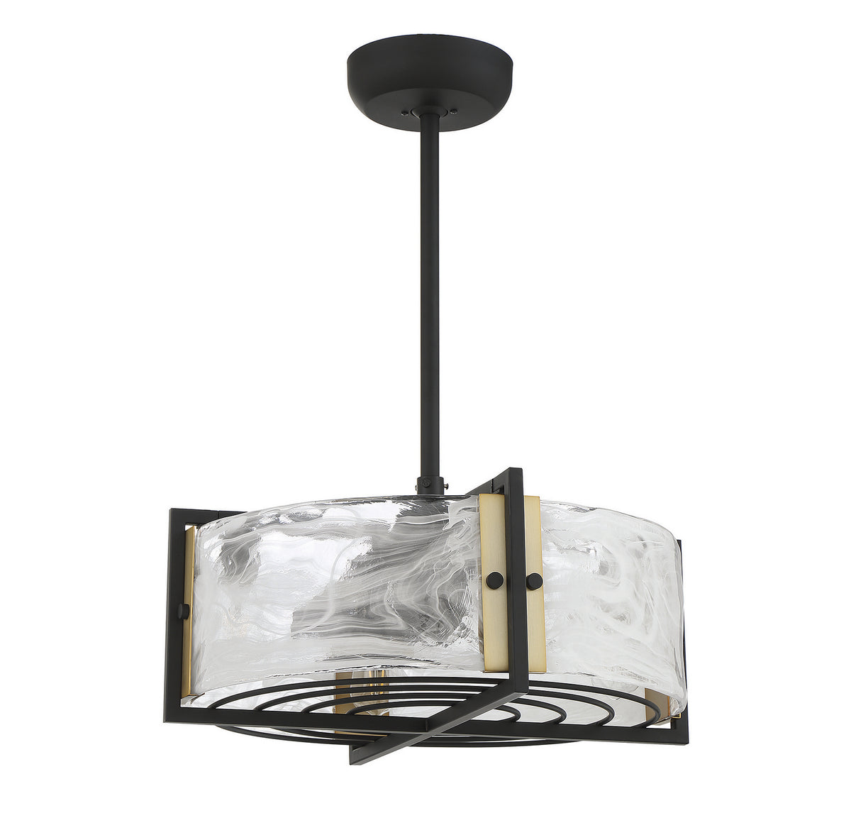 Hayward LED Fan D'Lier in Matte Black with Warm Brass Accents