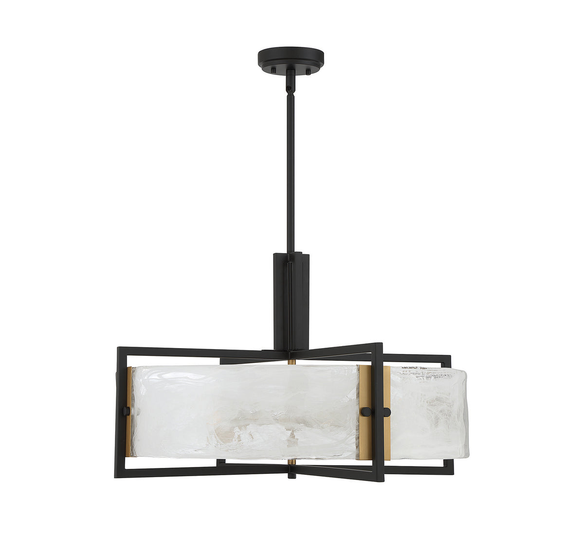 Hayward Five Light Pendant in Matte Black w/Warm Brass Accents