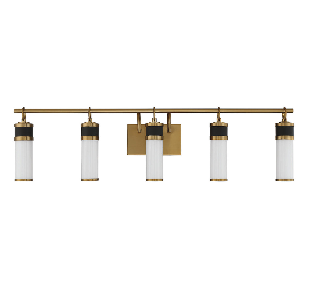 Abel LED Bathroom Vanity in Matte Black w/Warm Brass Accents