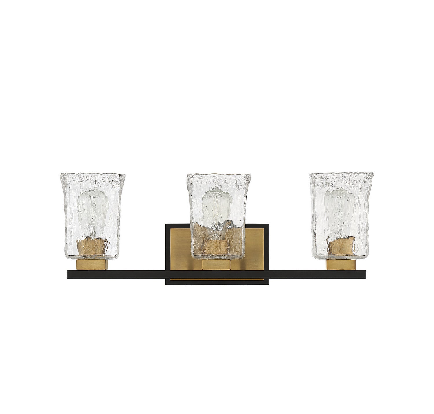 Sidney Three Light Bathroom Vanity in Matte Black with Warm Brass Accents