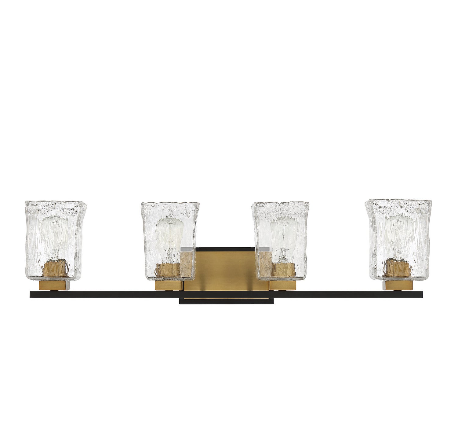 Meuble-lavabo Sidney à quatre lampes noir mat avec des accents laiton chaud