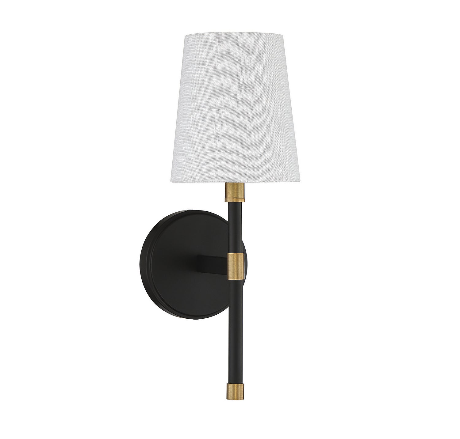 Applique murale Brody à une lumière en noir mat avec des accents en laiton chaud