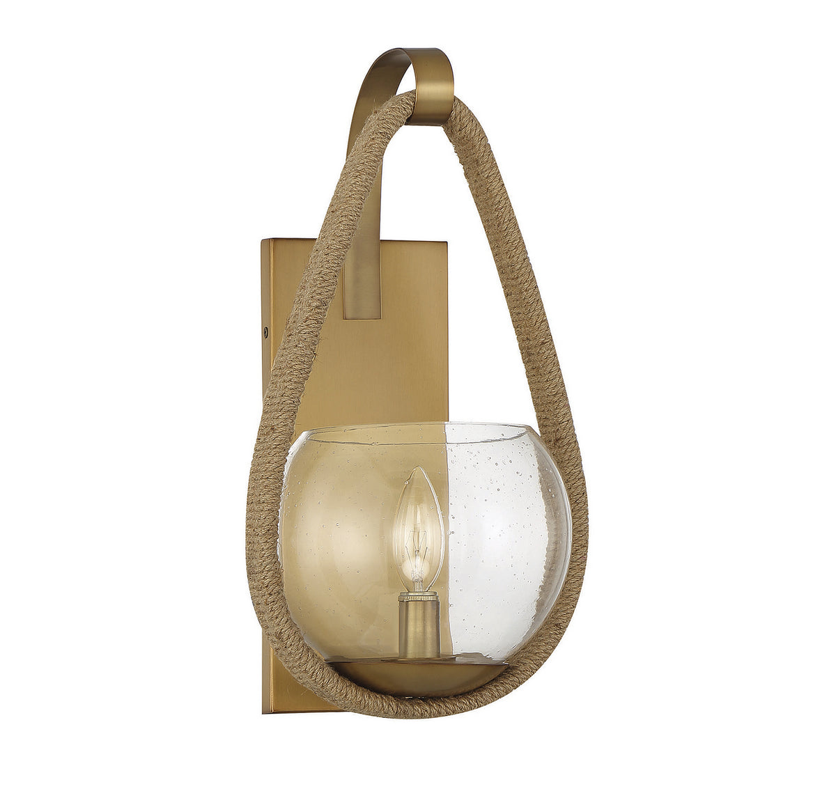 Ashe One Light Wall Sconce in Warm Brass/Rope