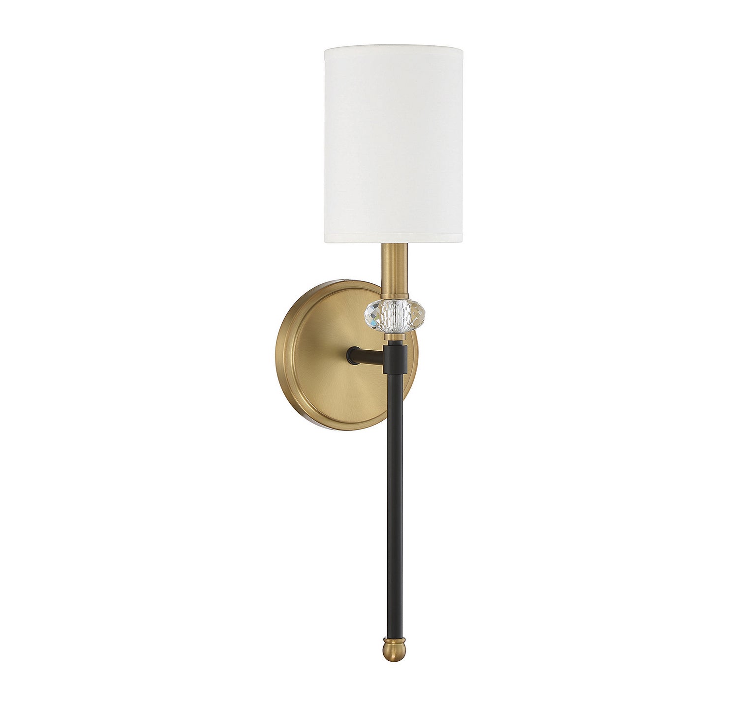 Applique murale Tivoli à une lumière en noir mat avec accents en laiton chaud