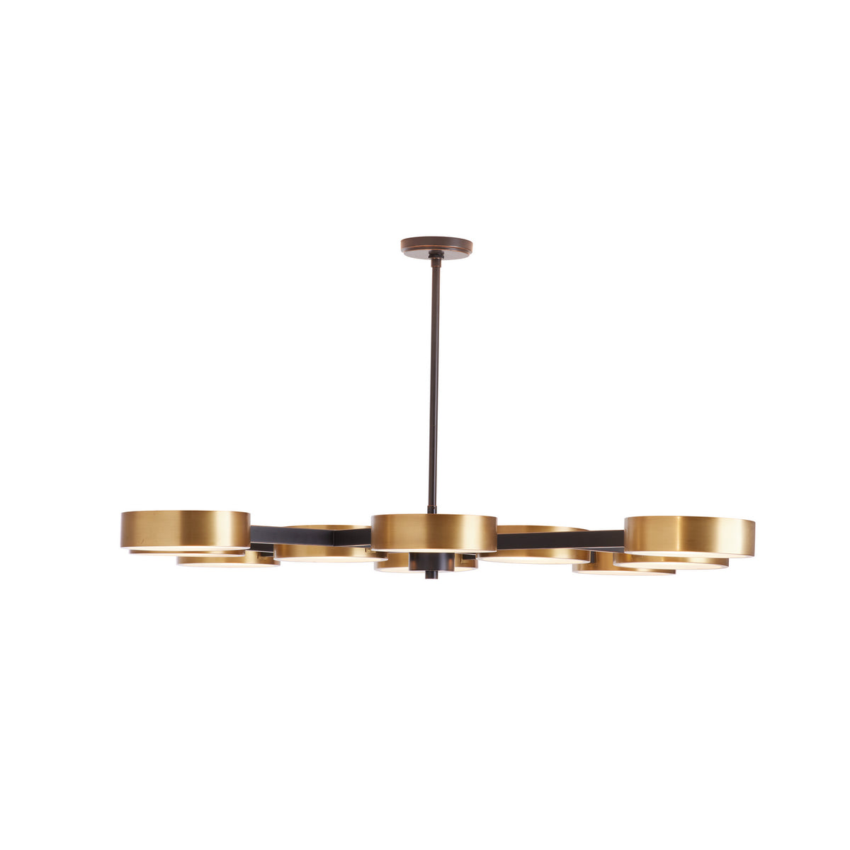 Linus Ten Light Chandelier in Antique Brass