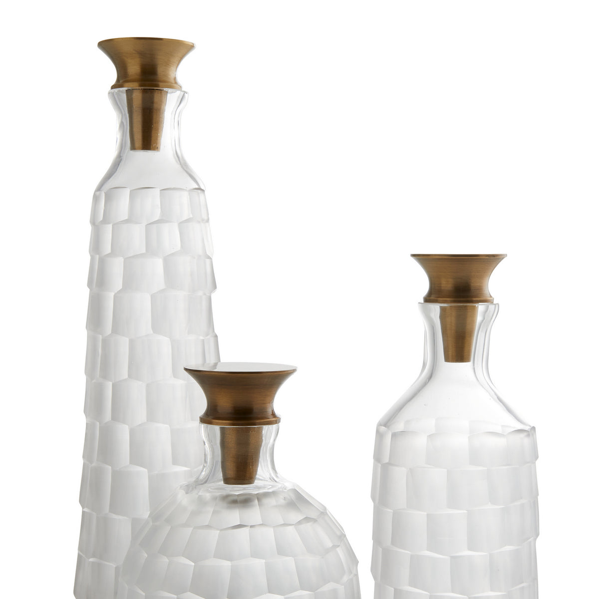 Macklin Decanters, Set of 3 in Frosted