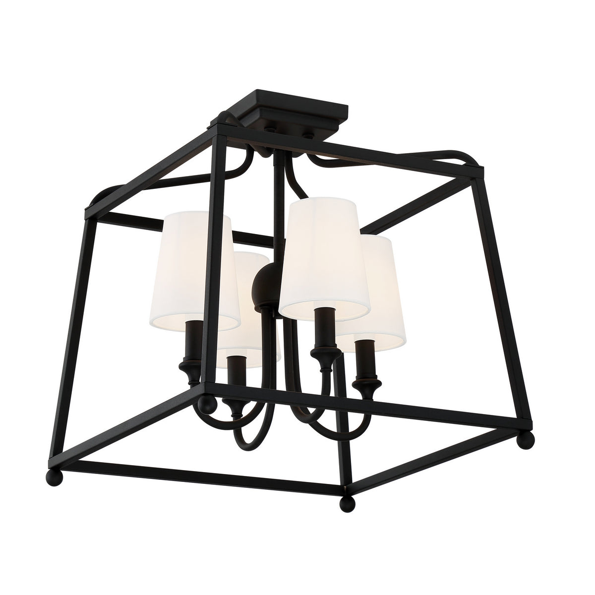 Sylvan Four Light Semi Flush Mount in Black Forged