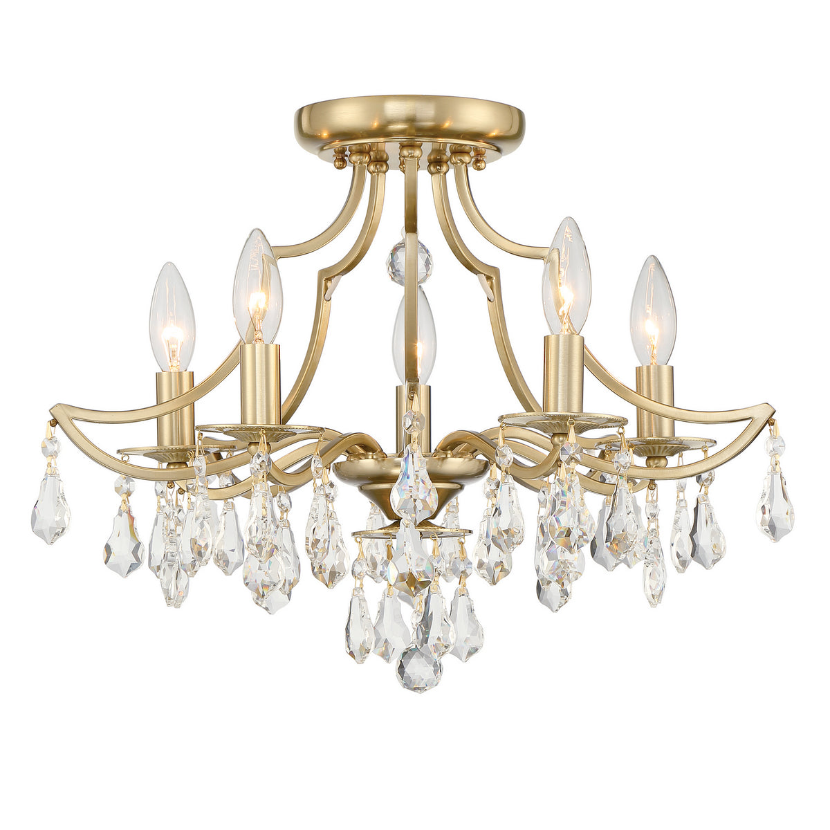 Cedar Five Light Semi Flush Mount in Vibrant Gold