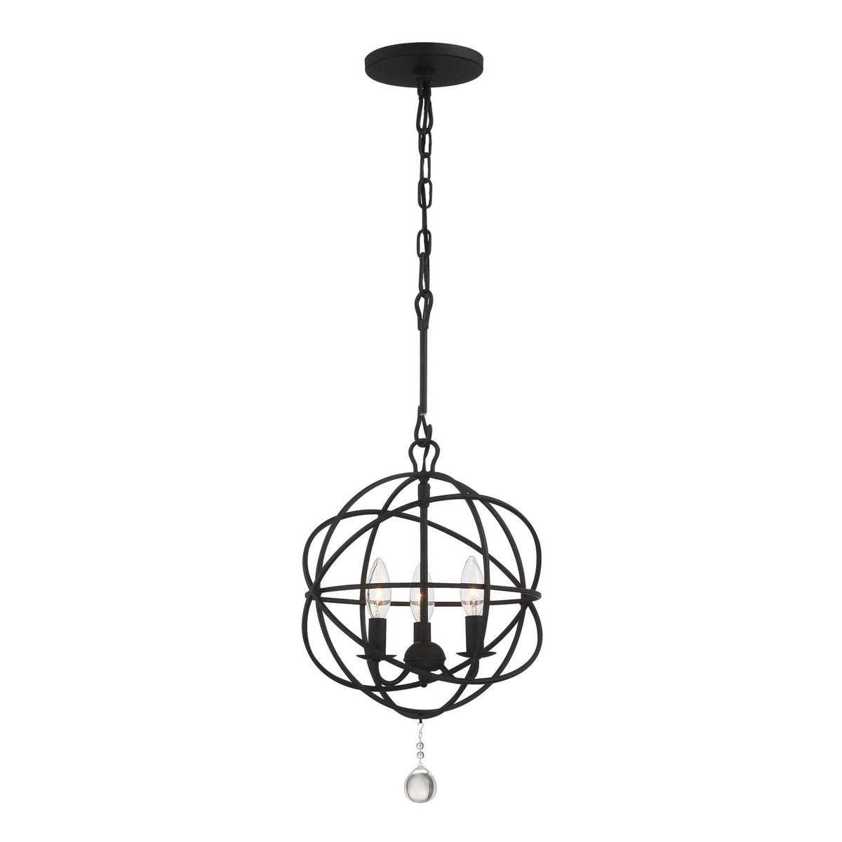 Solaris Three Light Mini Chandelier in Black