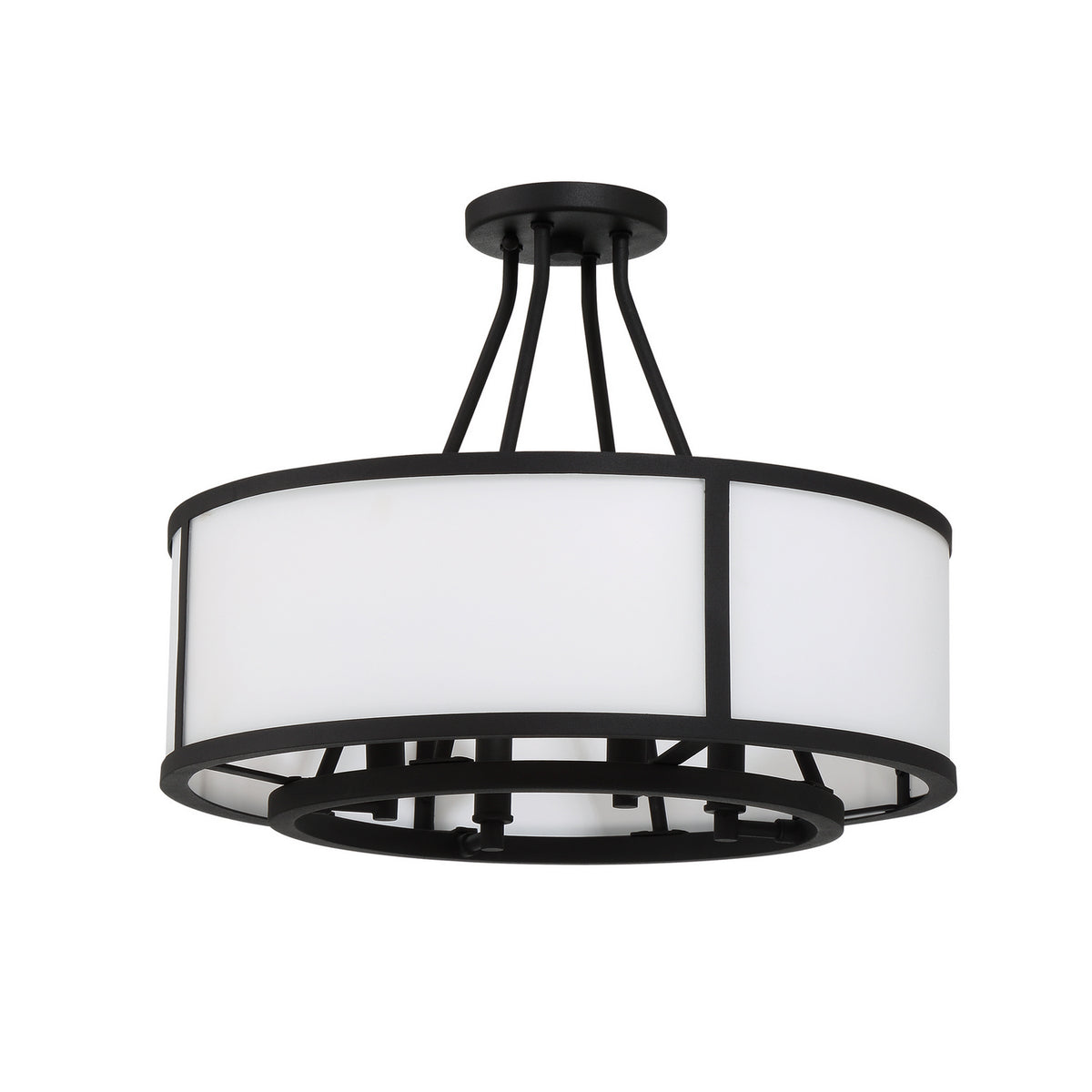 Bryant Four Light Semi Flush Mount in Black Forged
