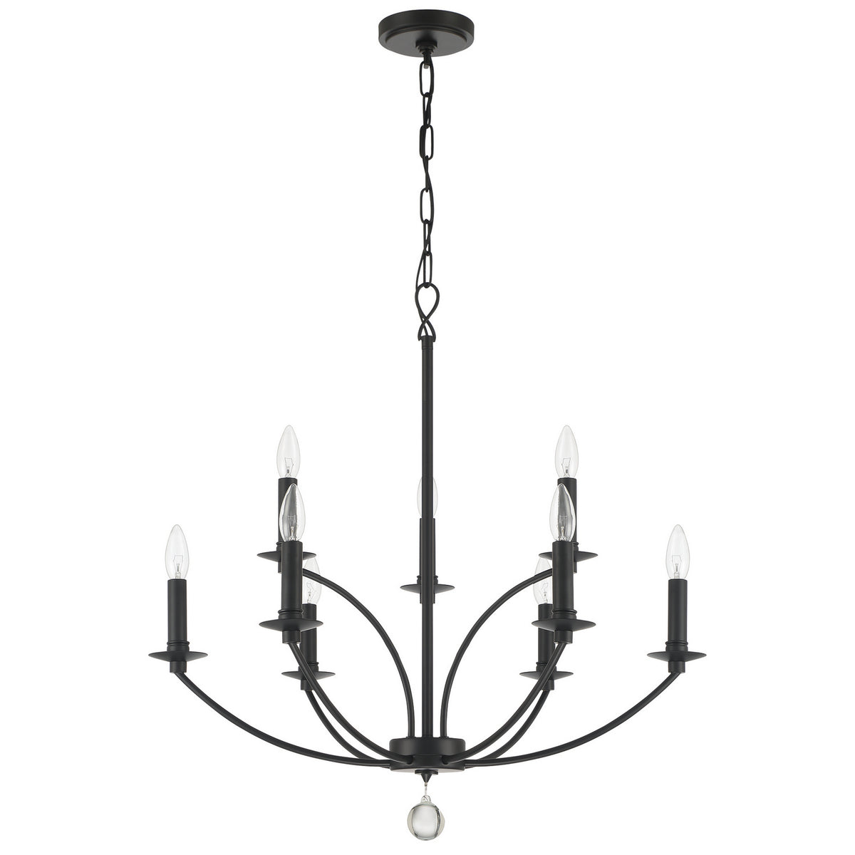 Mila Nine Light Chandelier in Black