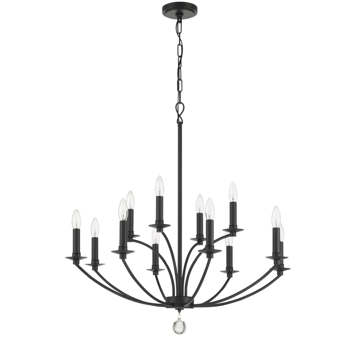 Mila 12 Light Chandelier in Black