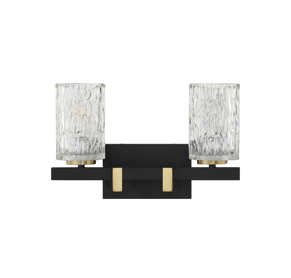 Keene Two Light Bathroom Vanity in Matte Black w/ Warm Brass