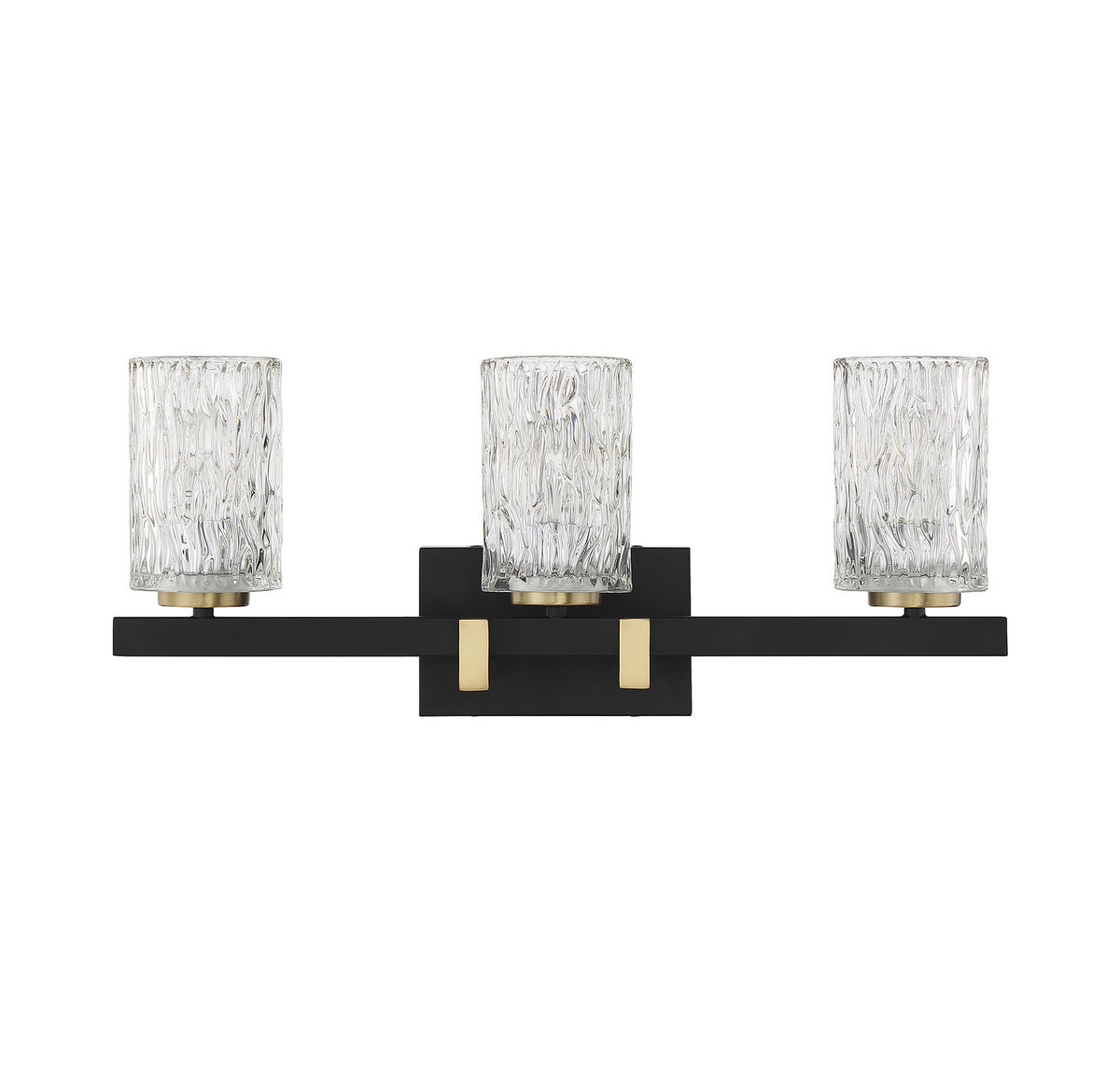 Keene Three Light Bathroom Vanity in Matte Black w/ Warm Brass