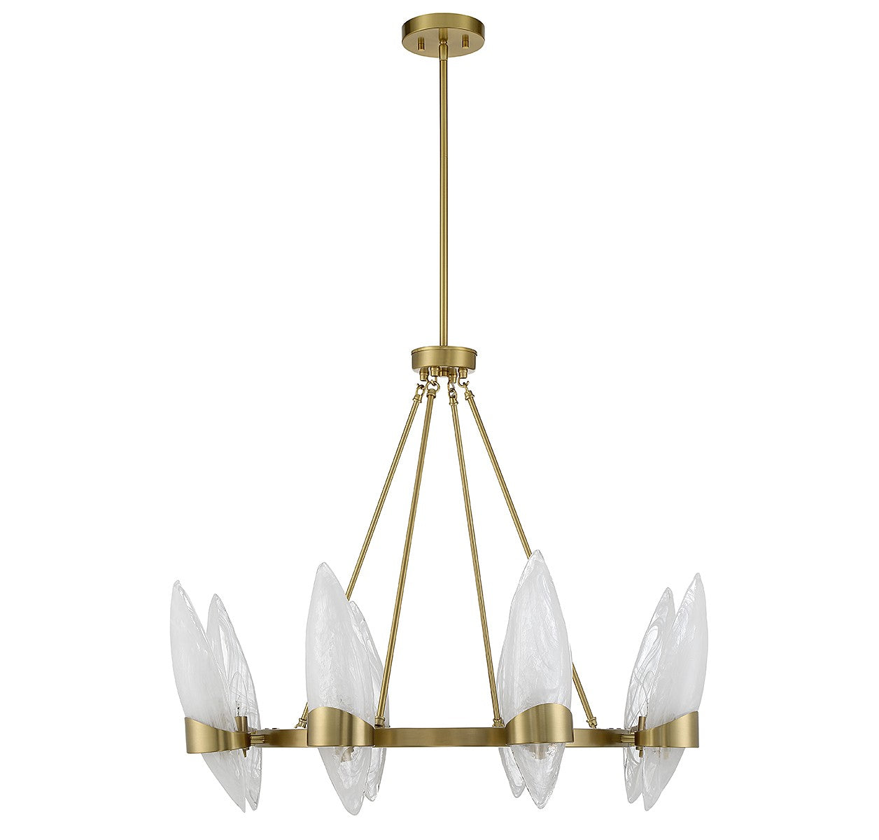 Lustre Nouvel à huit lumières en laiton chaud