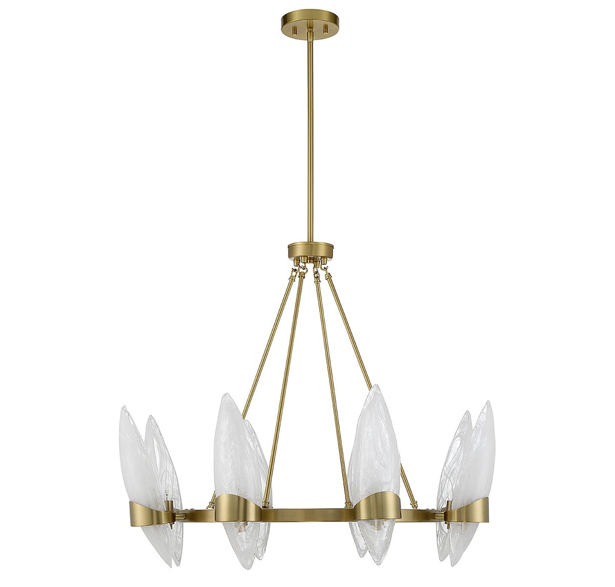 Nouvel Eight Light Chandelier in Warm Brass