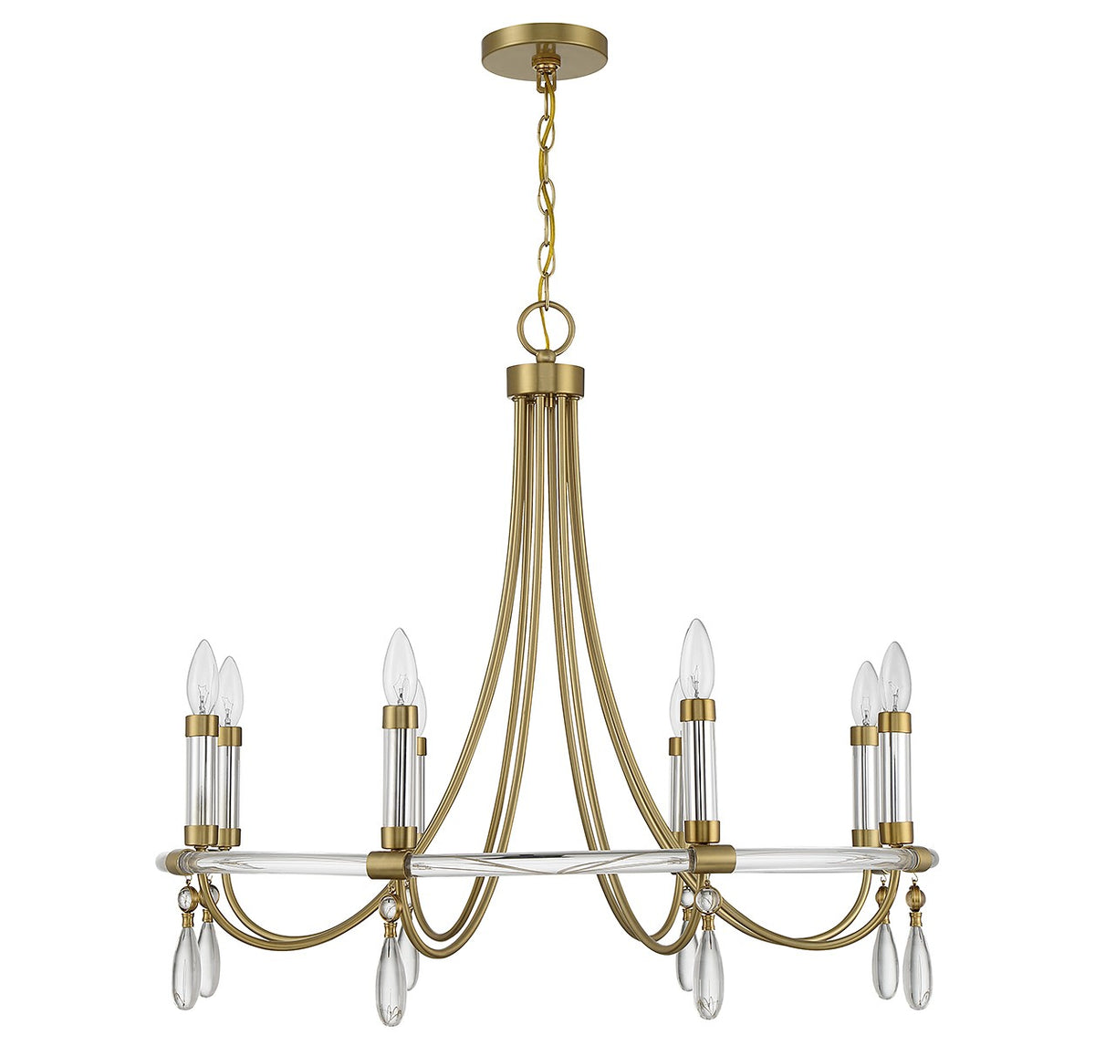 Mayfair Eight Light Chandelier in Warm Brass/Chrome
