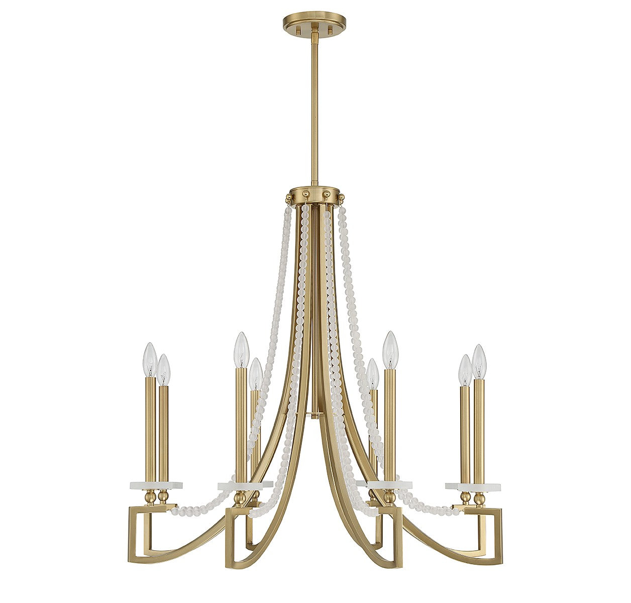 Lustre Helen à huit lumières en laiton chaud