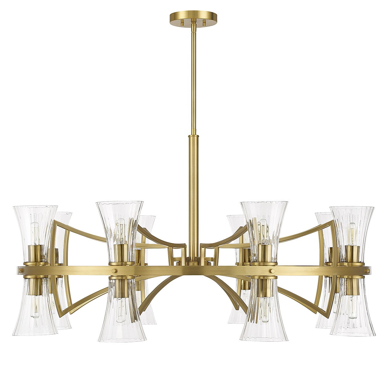 Lustre Bennington à 16 lumières en laiton chaud