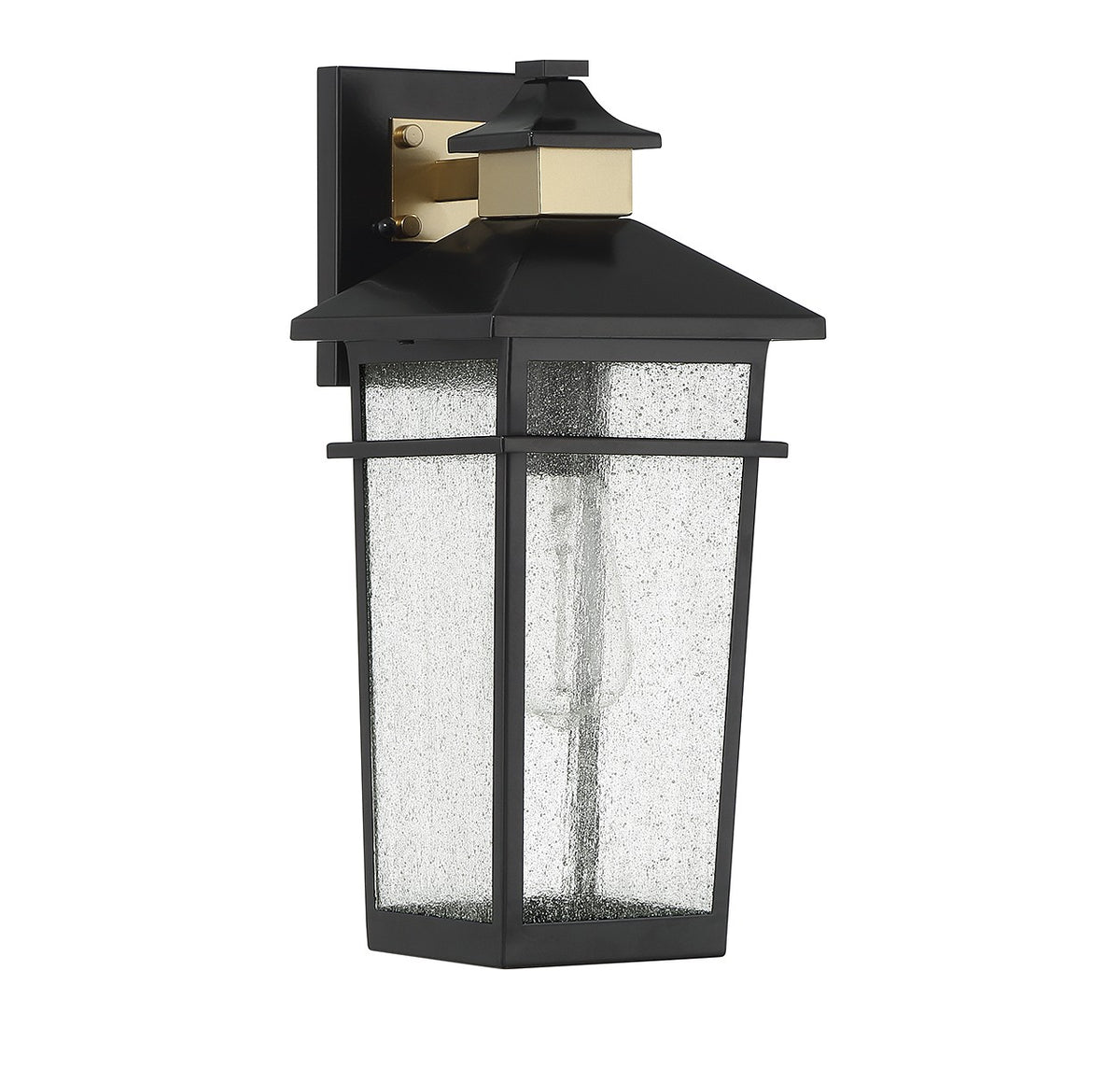 Kingsley One Light Outdoor Wall Lantern in Matte Black w/Warm Brass