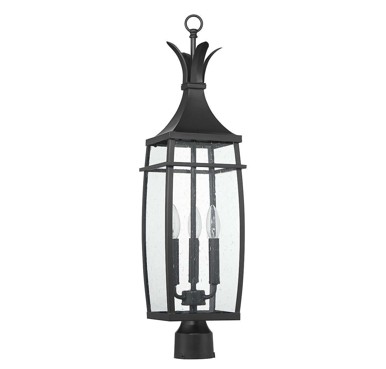Lampadaire extérieur à trois lumières Montpelier en noir mat