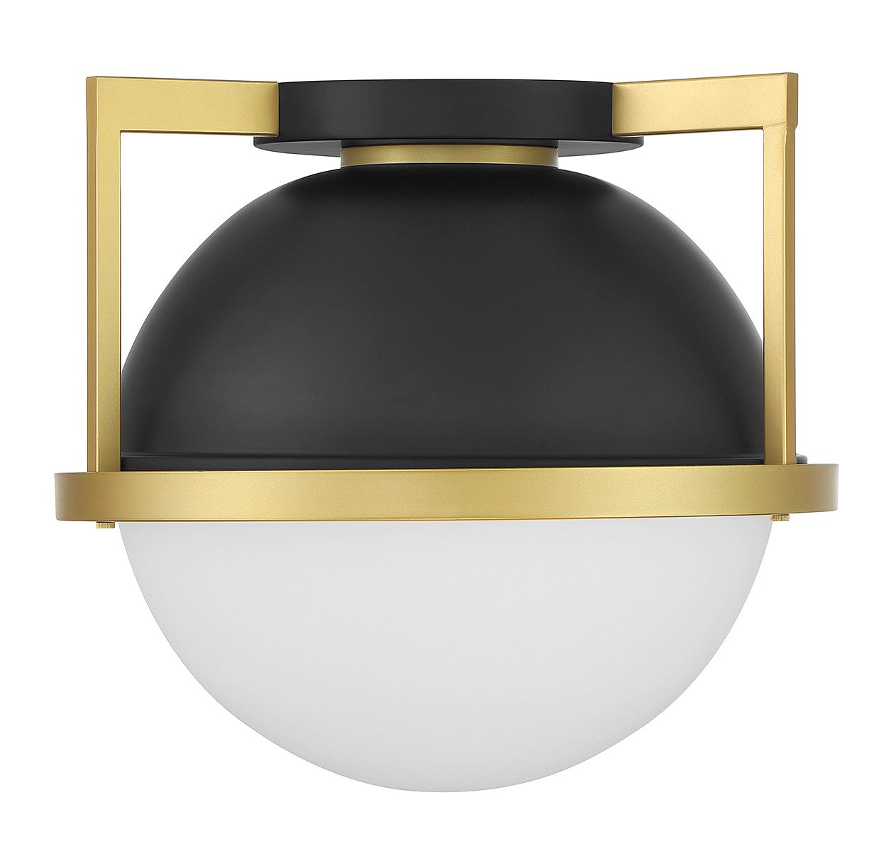 Carlysle One Light Flush Mount in Matte Black with Warm Brass