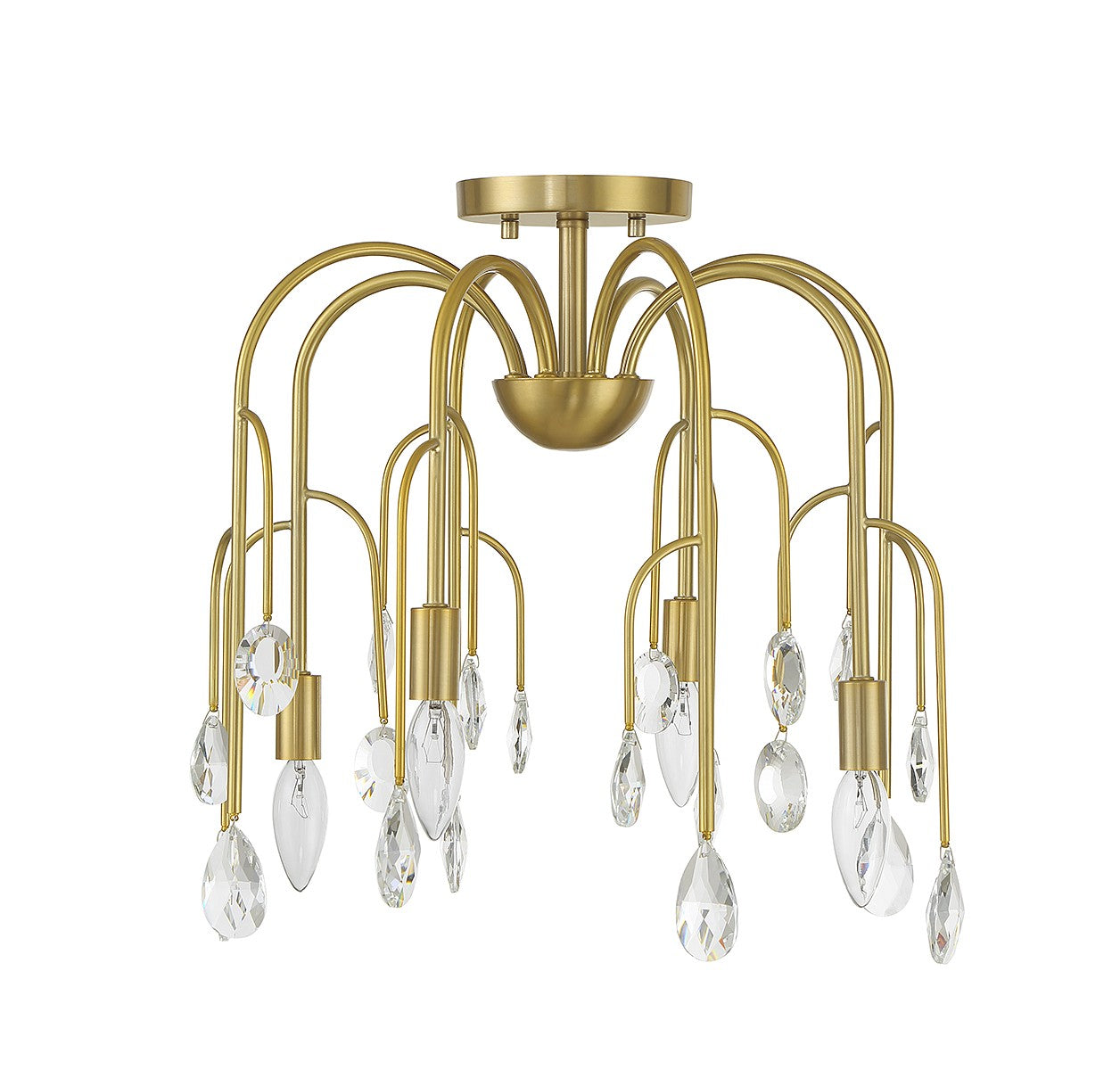 Anholt Four Light Convertible Semi-Flush or Pendant in Noble Brass