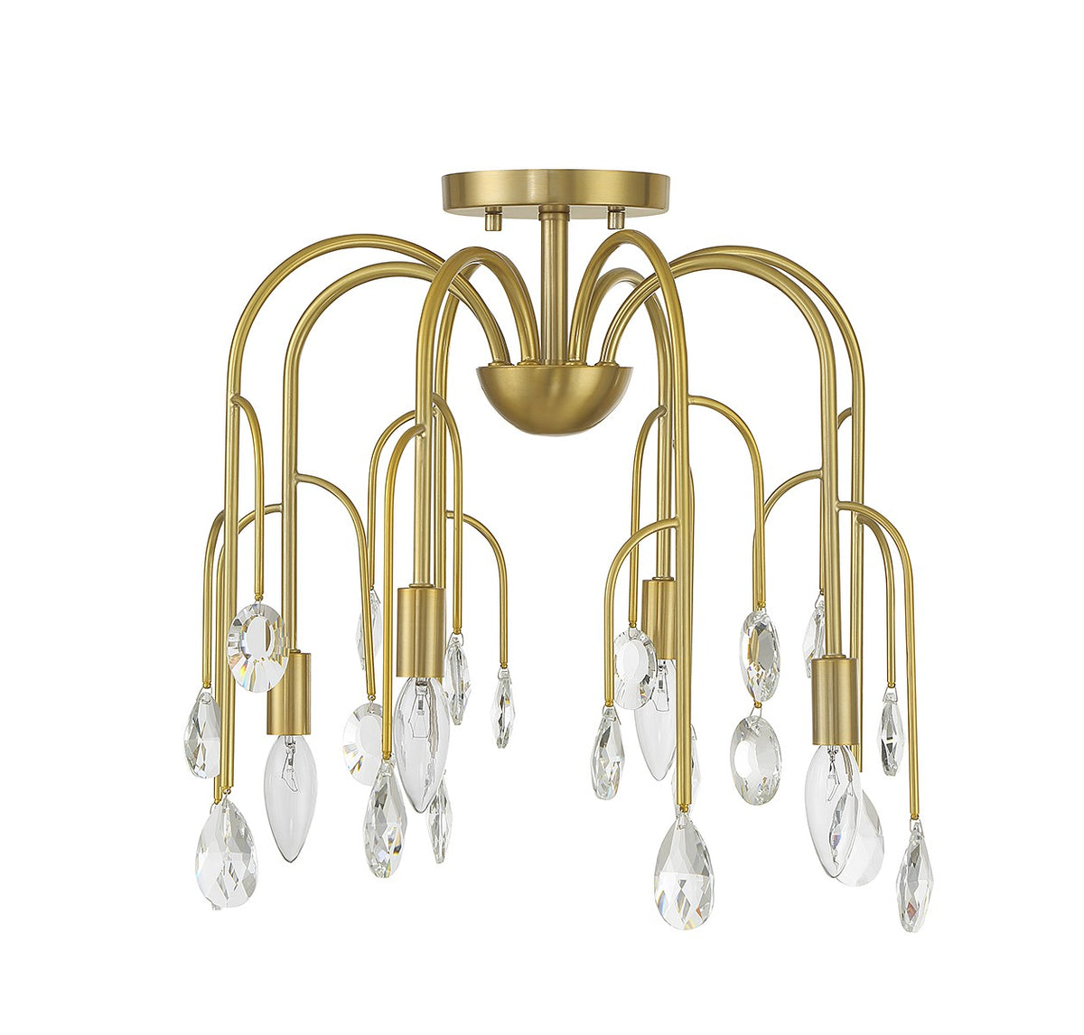 Anholt Four Light Convertible Semi-Flush or Pendant in Noble Brass