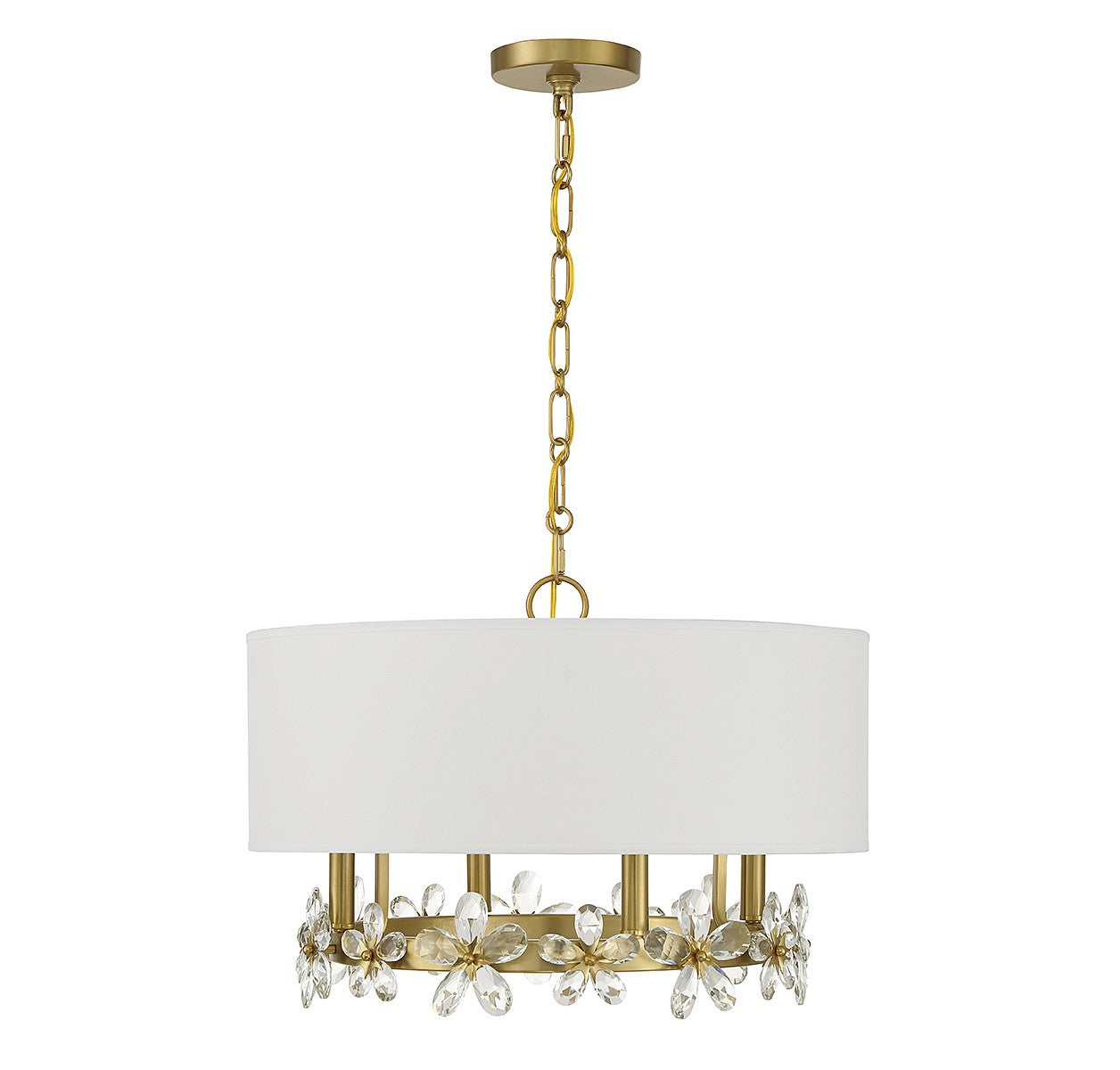 Dahlia Four Light Pendant in Warm Brass
