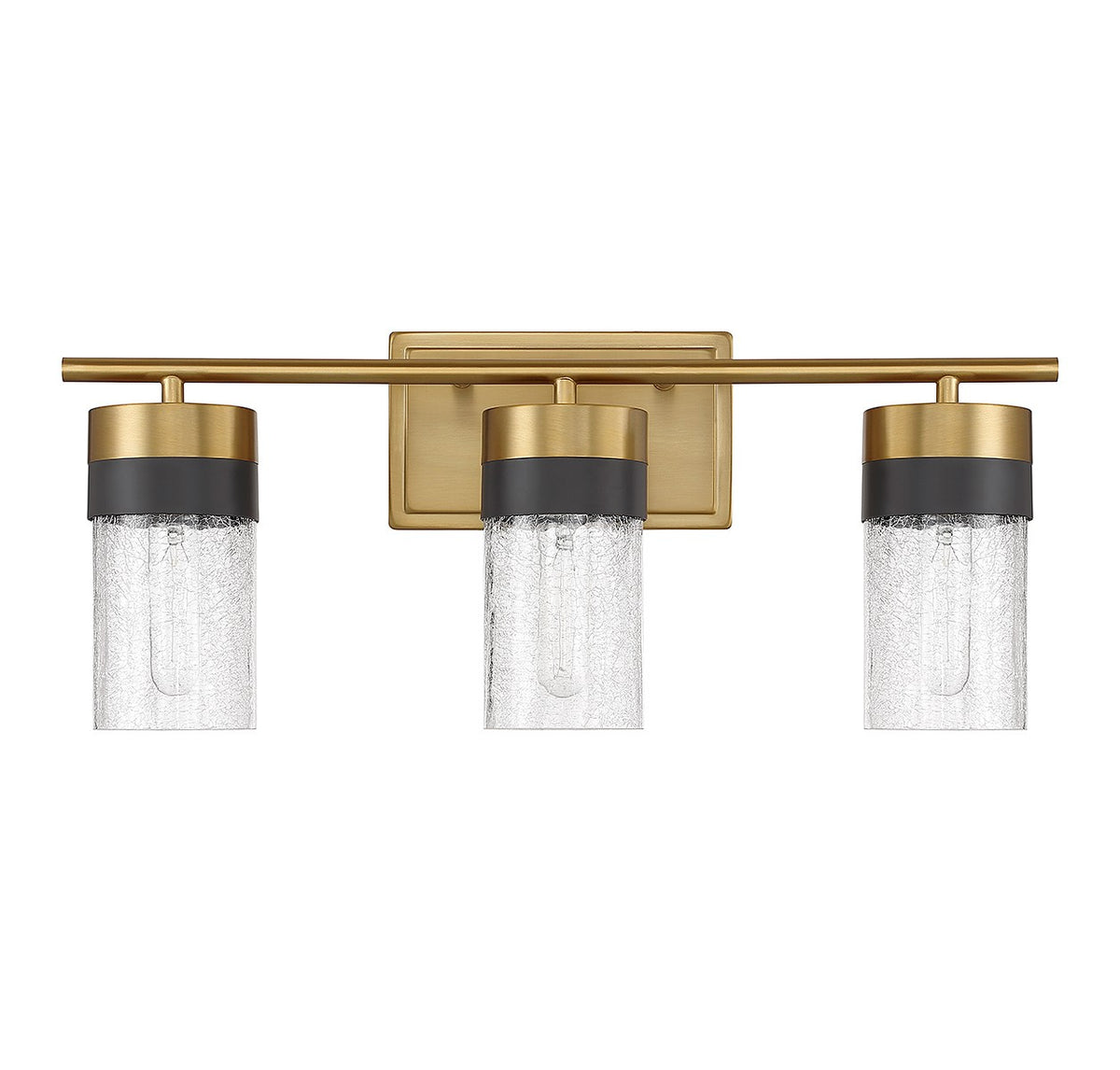 Brickell Three Light Bathroom Vanity in Warm Brass