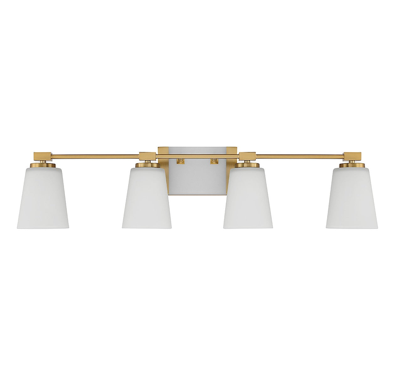 Applique de salle de bain Darby à quatre lumières en laiton chaud