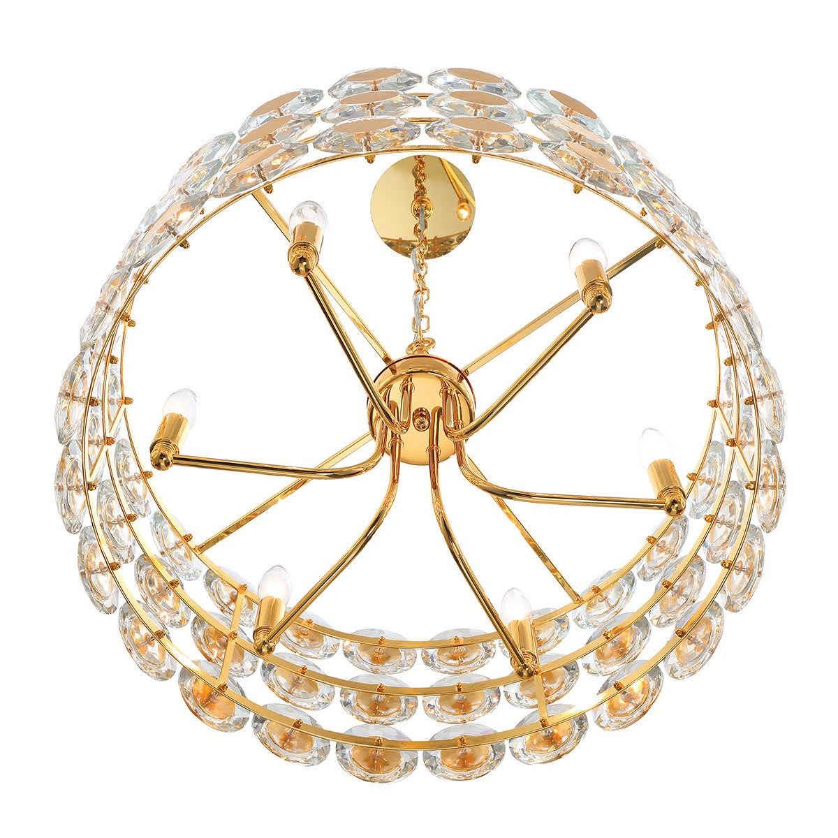 Perrene Six Light Chandelier in Gold