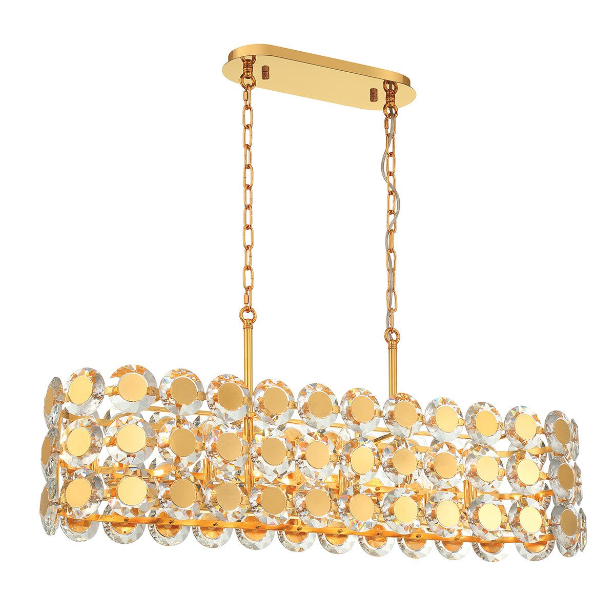 Perrene Eight Light Linear Chandelier in Gold