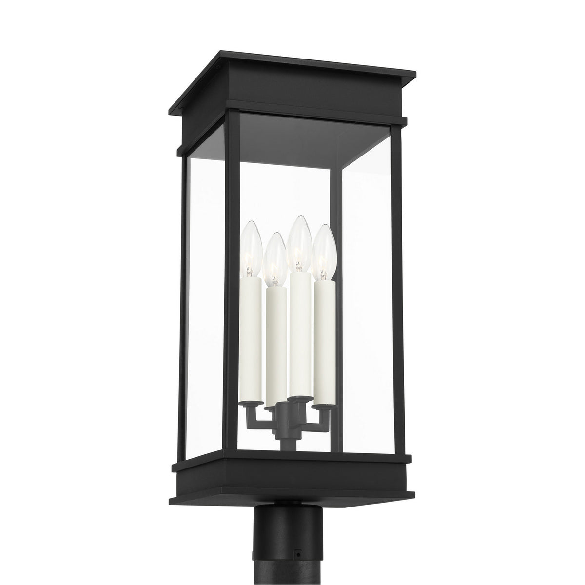 Cupertino Four Light Outdoor Post Lantern in Textured Black