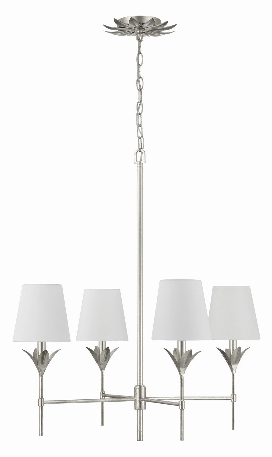 Broche Four Light Chandelier in Antique Silver