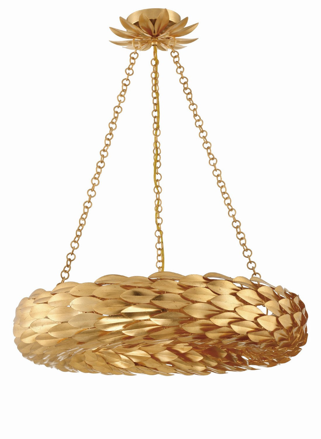 Broche Six Light Semi Flush Mount in Antique Gold