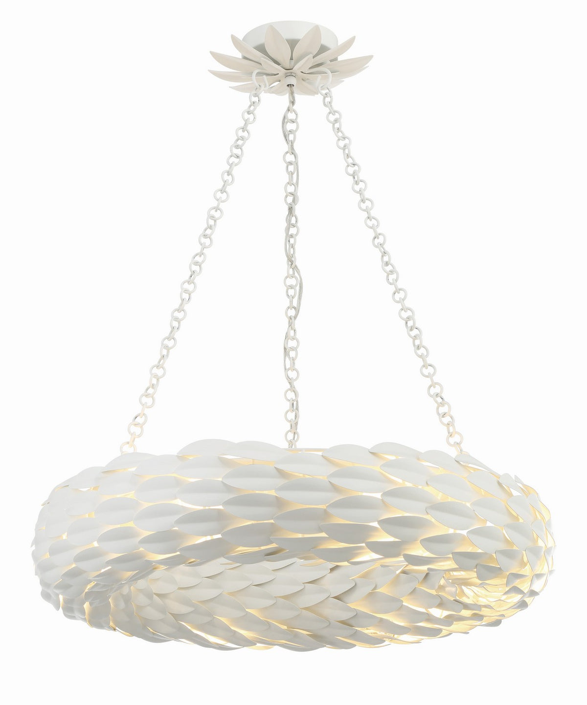 Broche Six Light Pendant in Matte White