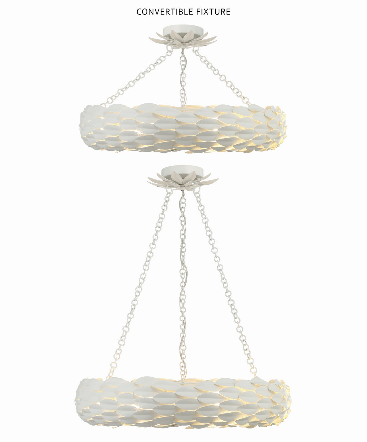 Broche Six Light Semi Flush Mount in Matte White