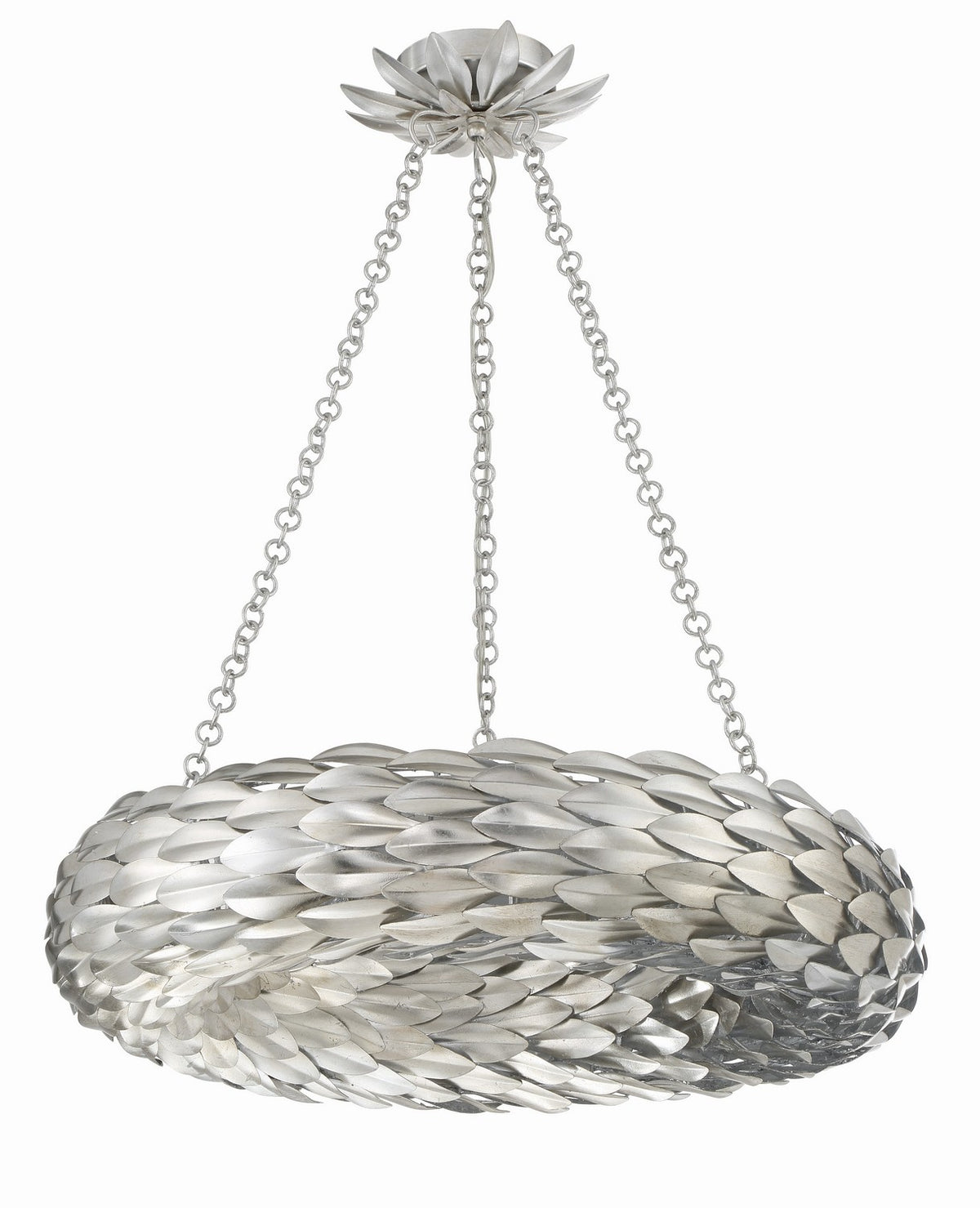 Broche Six Light Pendant in Antique Silver