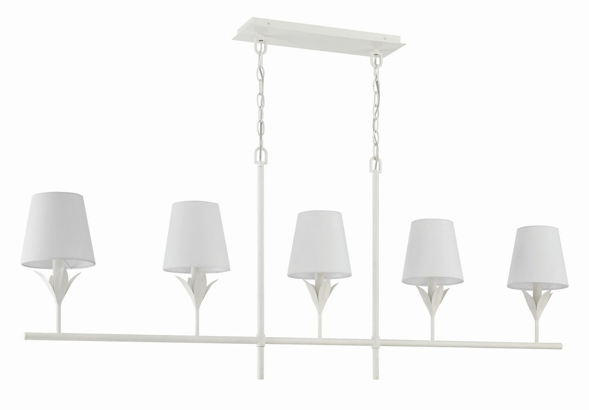 Broche Five Light Chandelier in Matte White