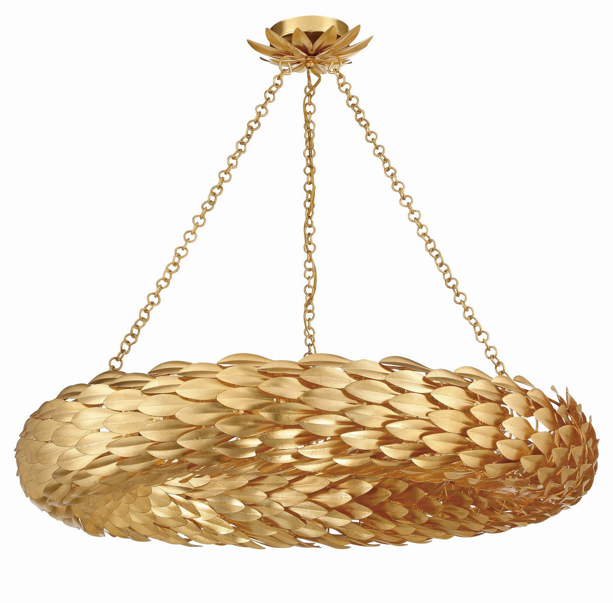 Broche Eight Light Semi Flush Mount in Antique Gold