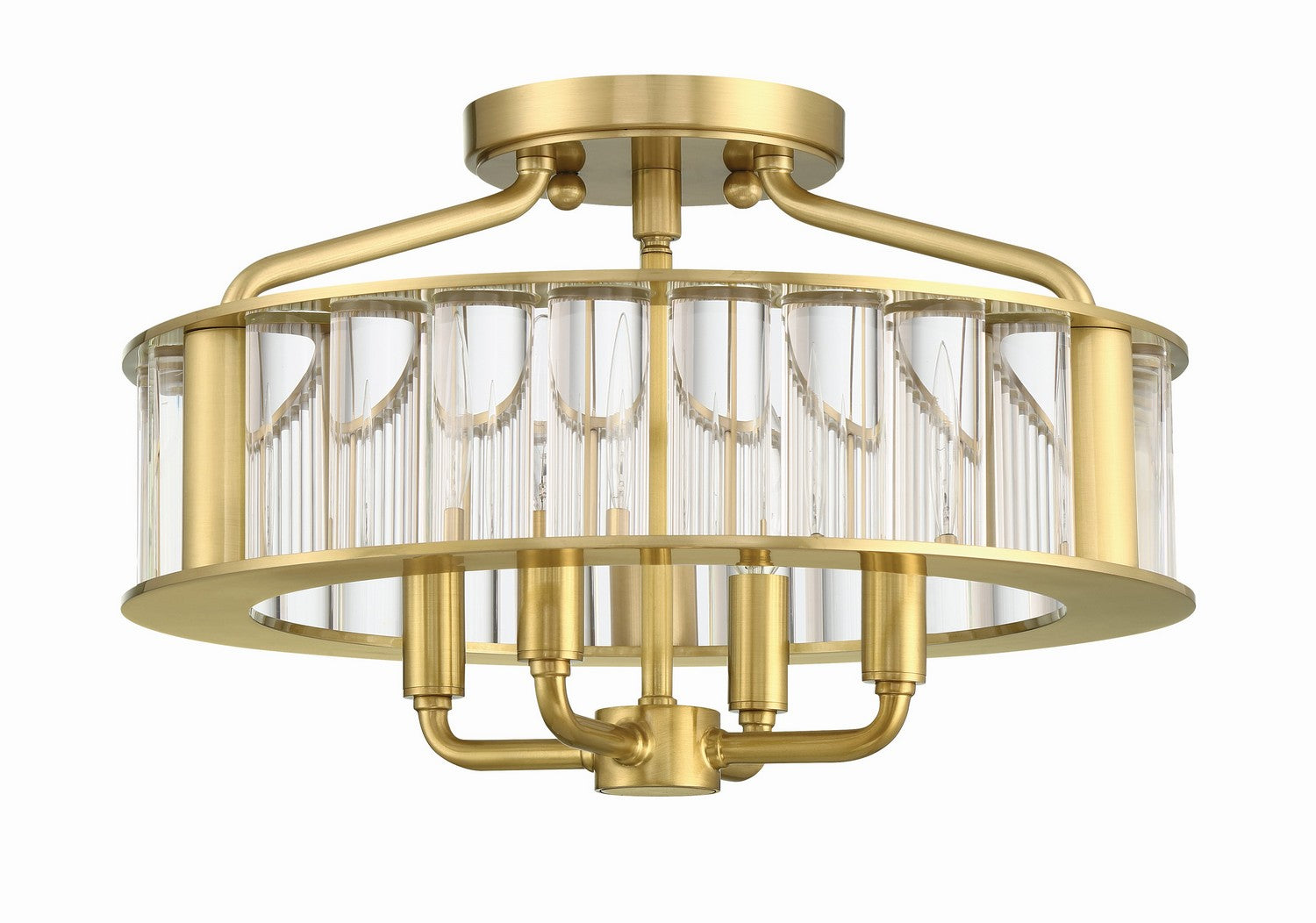 Farris Four Light Semi Flush Mount in Aged Brass