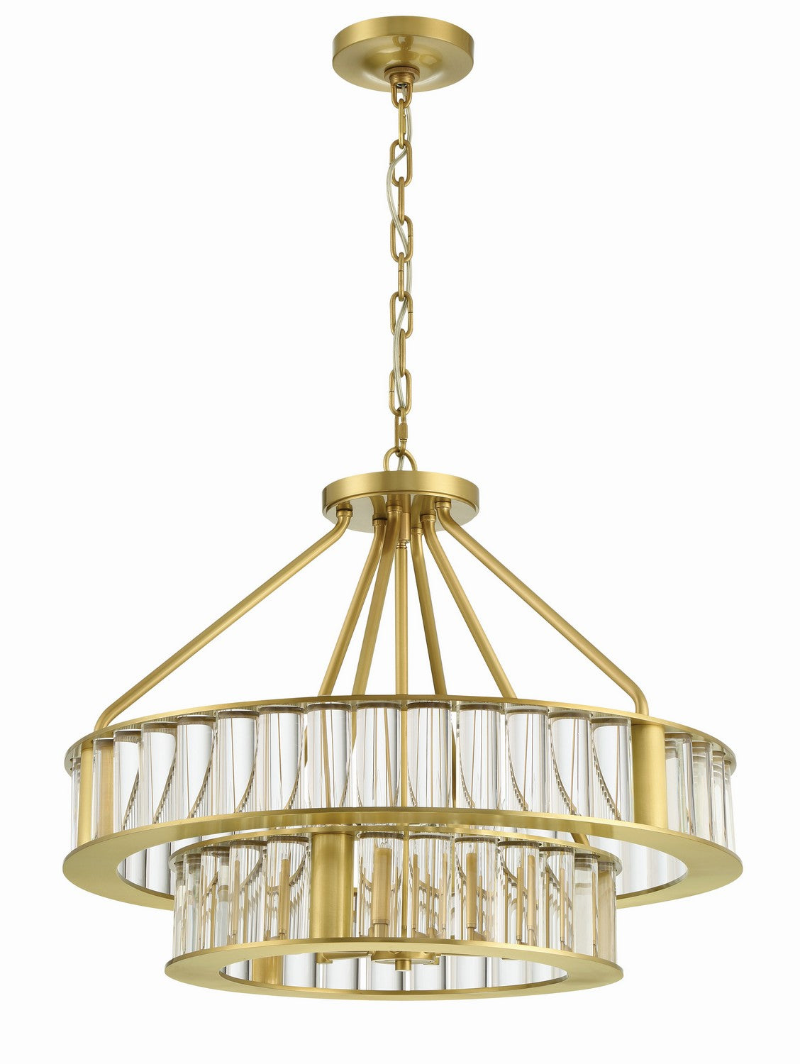 Farris Six Light Chandelier in Aged Brass