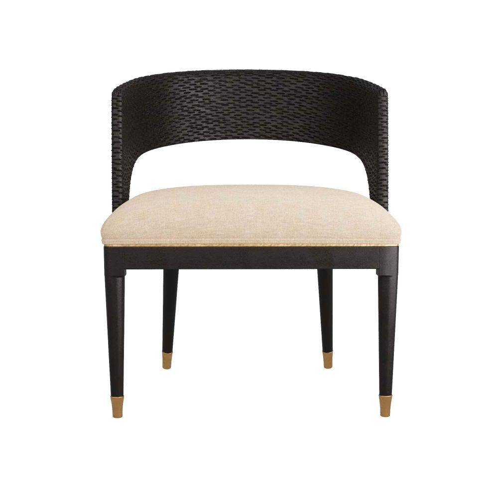 Swanson Dining Chair in Ebony Wood/Antique Brass/Natural Linen