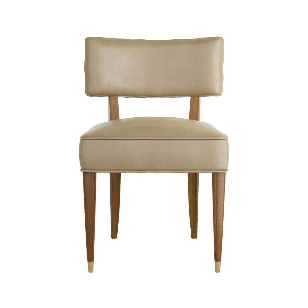 Laurent Dining Chair in Morel Leather/Dark Walnut/Antique Brass