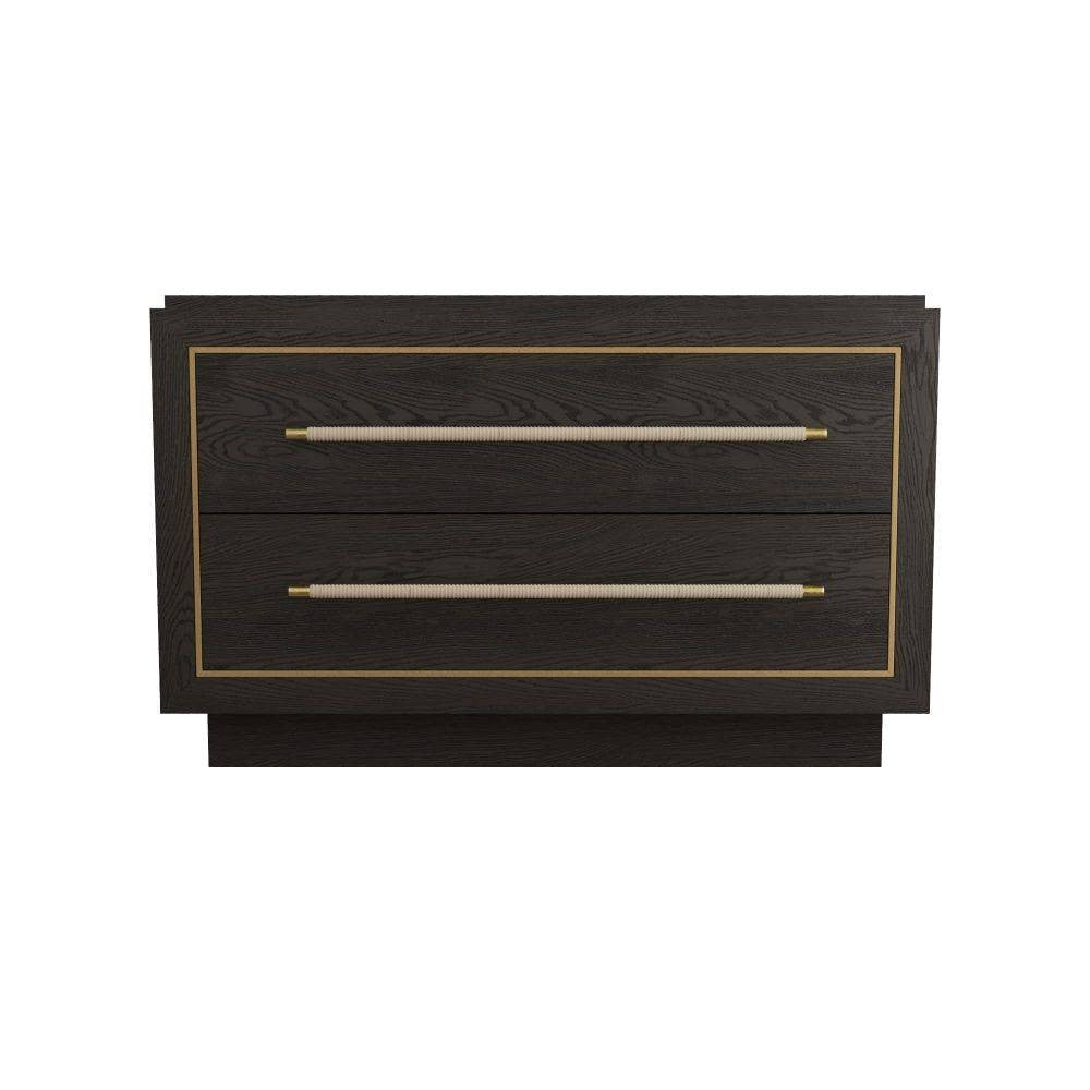 Puckett Side Table in Ebony Oak/Dove Leather/Antique Brass