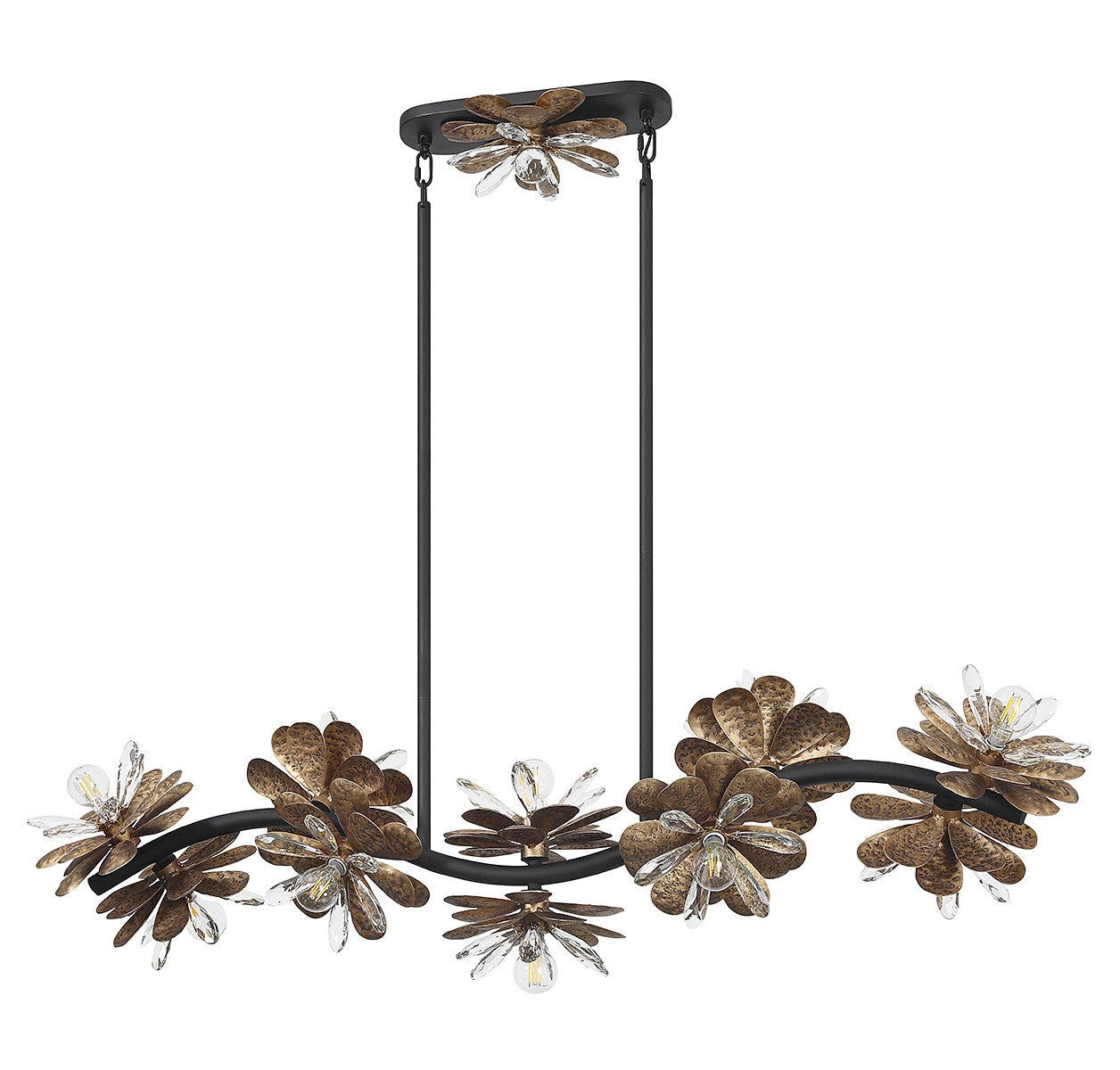 Lustre linéaire à dix lumières Giselle en Delphine