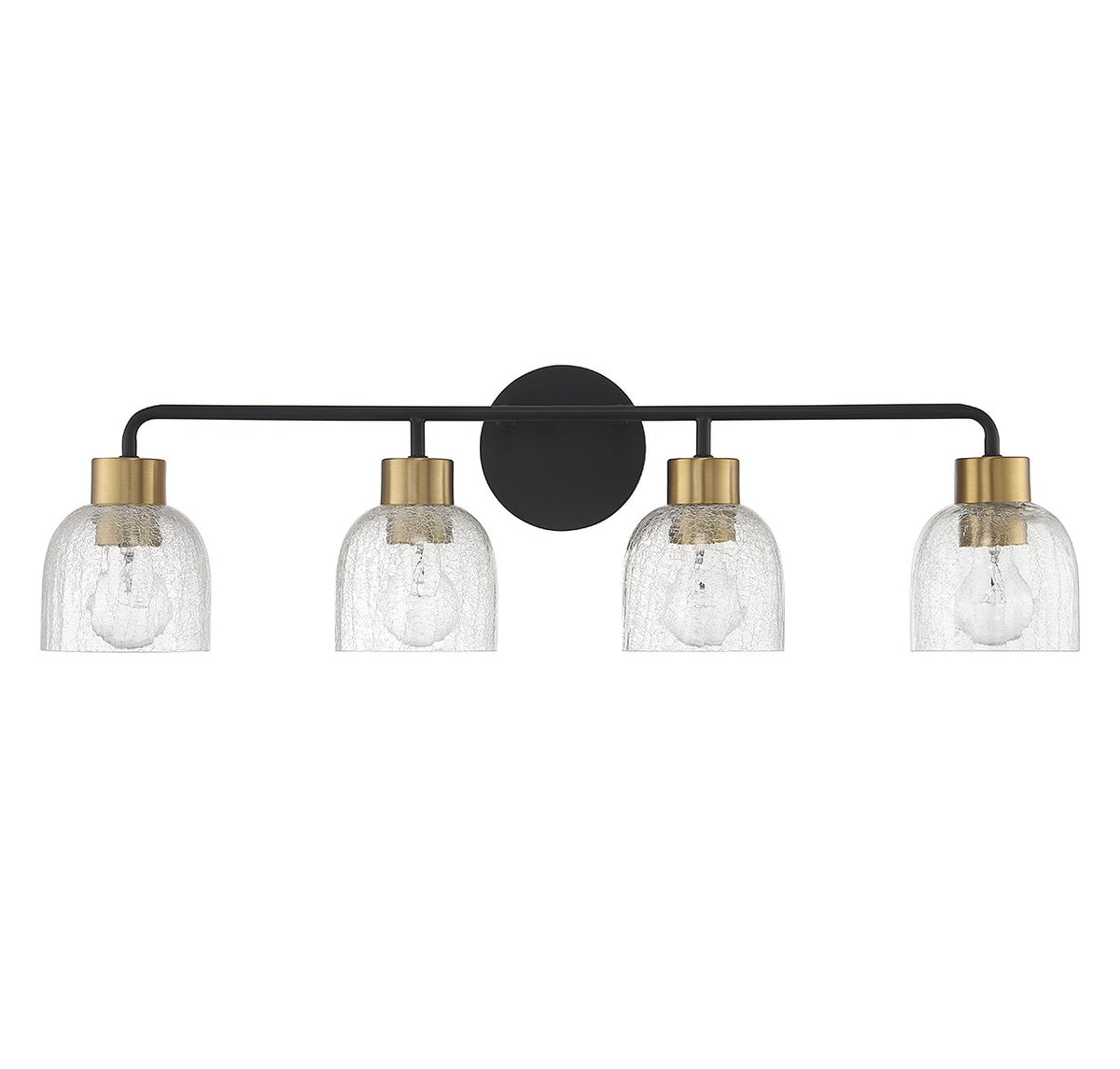Flagler Four Light Bathroom Vanity in Matte Black w/ Warm Brass