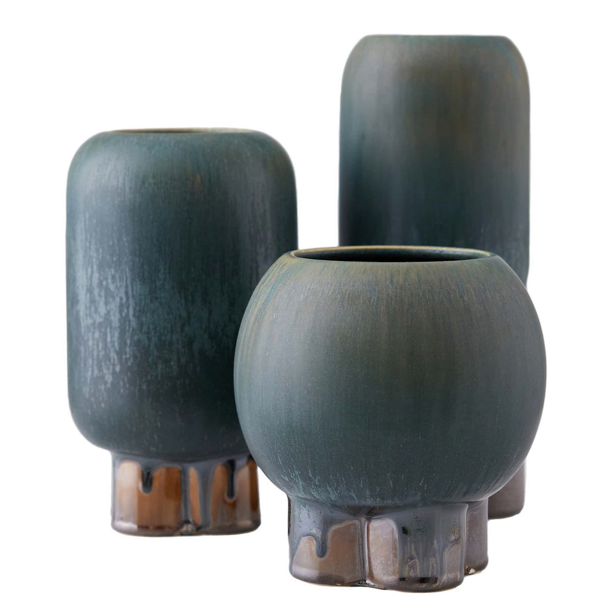 Tutwell Vases, Set of 3 in Forest Reactive