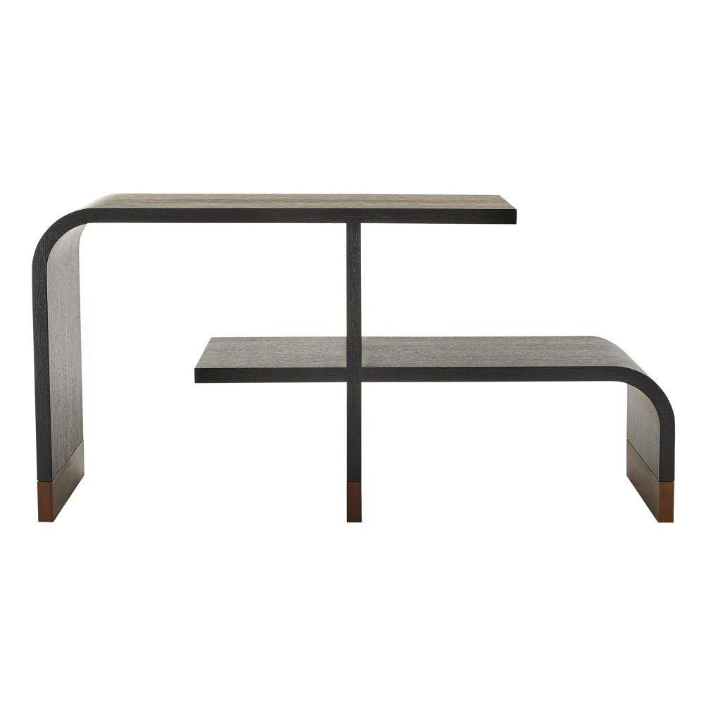 Wyngate Etagere in Ebony Oak Veneer/Antique Brass